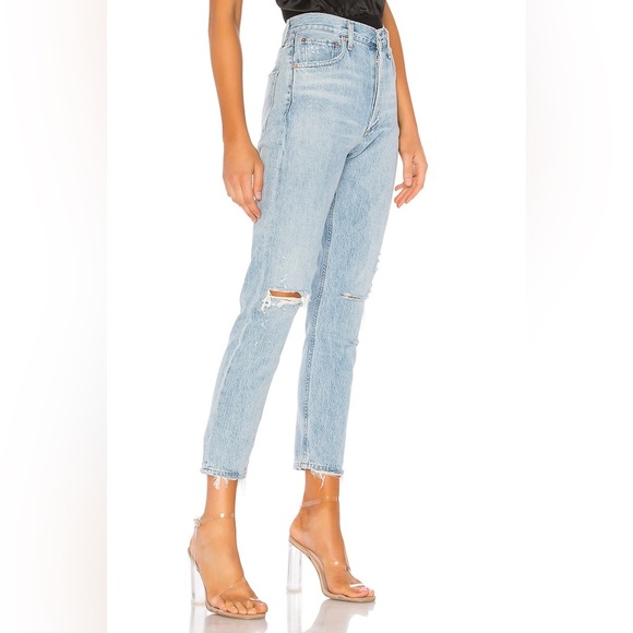 Agolde Light Blue Straight Leg Jeans - Picture 2 of 16